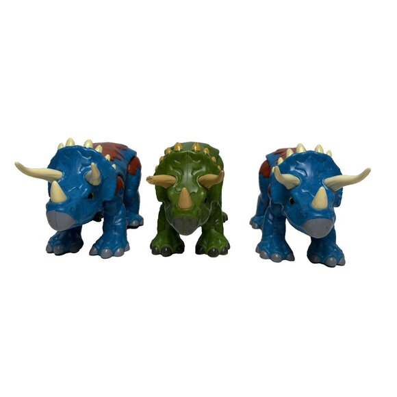 Fisher Price Imaginext Triceratops Jurassic World Dino Riders Dinosaur Lot of 3 - Picture 2 of 12